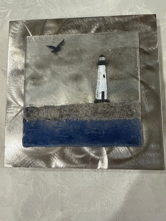 Discovery Bay Lighthouse on Brushed Metal Frame