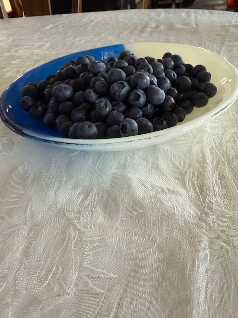 Handcrafted Blueberries and Cream 9" Bowl