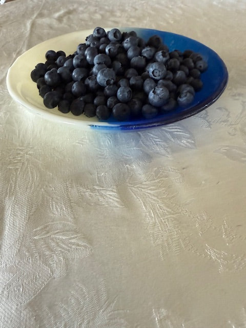 Handcrafted Blueberries and Cream 9" Bowl